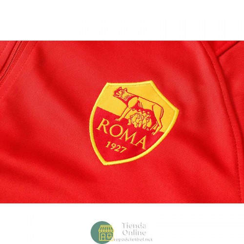 AS Roma Sudadera De Entrenamiento Rojo + Pantalon Negro 2021/2022 AS Roma Sudadera De Entrenamiento Rojo + Pantalon Negro 2021/2022
