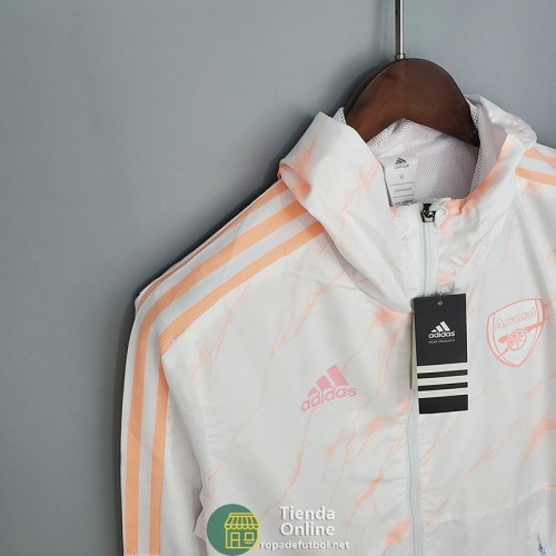 Arsenal Chaqueta Rompevientos Blanco Naranja 2021/2022 Arsenal Chaqueta Rompevientos Blanco Naranja 2021/2022