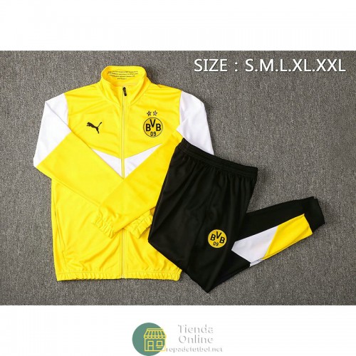 Borussia Dortmund Chaqueta Amarillo Blanco + Pantalon Negro 2021/2022 Borussia Dortmund Chaqueta Amarillo Blanco + Pantalon Negro 2021/2022
