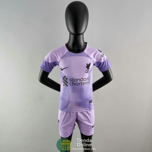 Camiseta Liverpool Ninos Portero Purple 2022/2023 Camiseta Liverpool Ninos Portero Purple 2022/2023