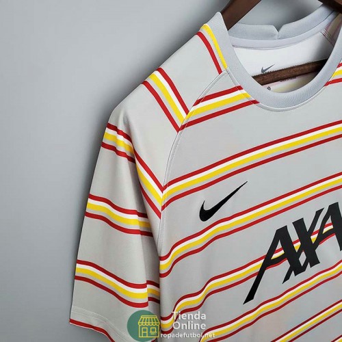 Camiseta Liverpool Training Gris Stripes 2021/2022 Camiseta Liverpool Training Gris Stripes 2021/2022