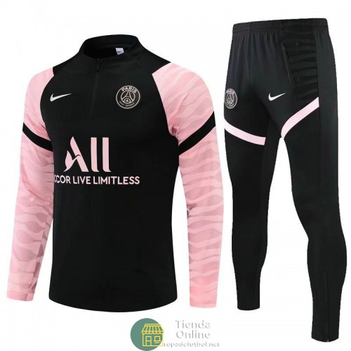 PSG Sudadera De Entrenamiento Negro Rosado + Pantalon 2021/2022 PSG Sudadera De Entrenamiento Negro Rosado + Pantalon 2021/2022