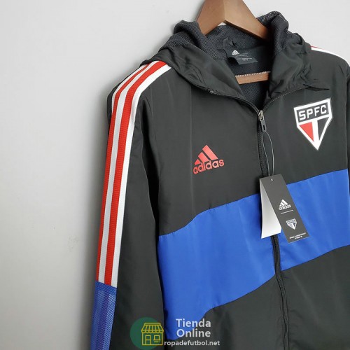 Sao Paulo FC Chaqueta Rompevientos Negro Azul II 2022/2023 Sao Paulo FC Chaqueta Rompevientos Negro Azul II 2022/2023